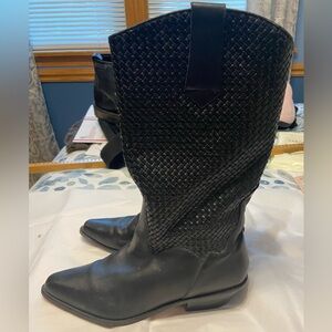 VINTAGE Dingo Woven Leather Cowboy Boots 8